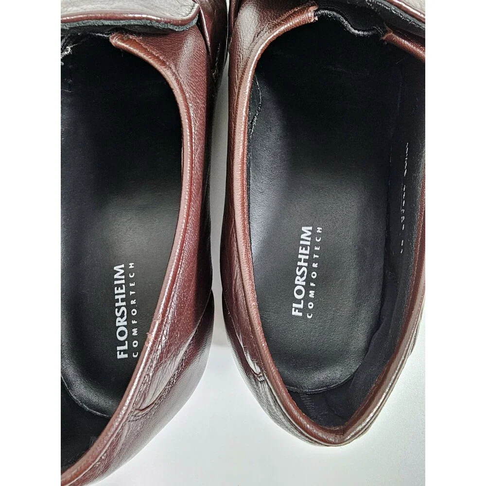 Florsheim Dark Burgundy Brown Size 10.5 5E Wide Leather Mocassin Loafers